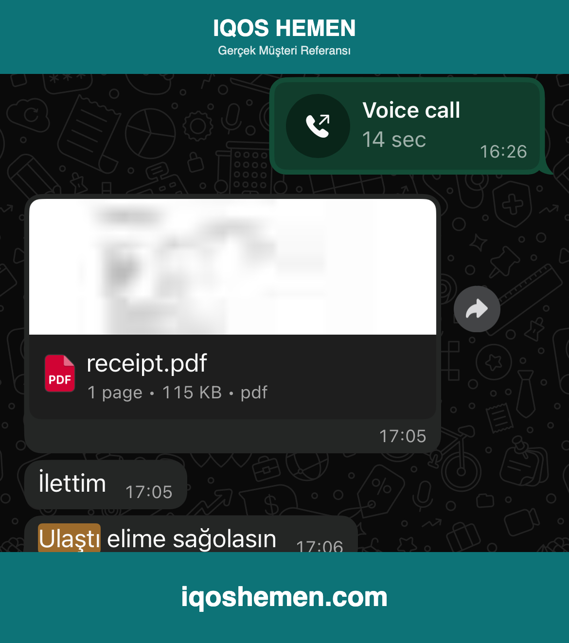Müşteri referansı — 20 dakikada teslimat onayı